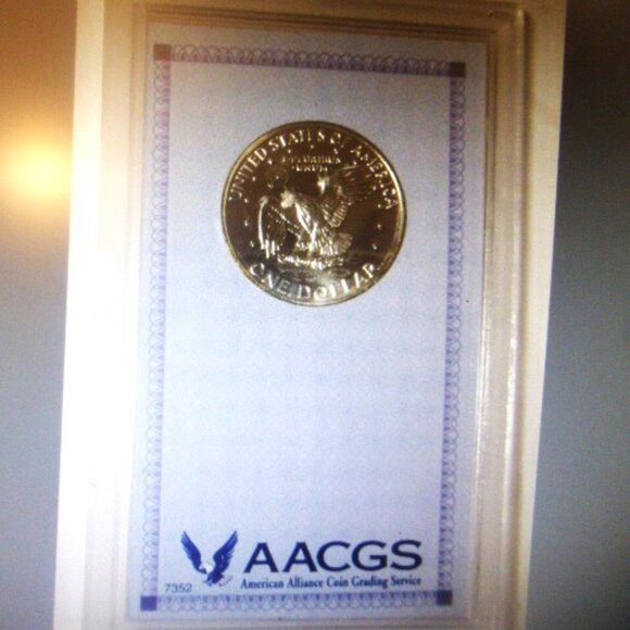 1971 S United States of America Silver Eisenhower One Dollar Coin AACGS Graded - Picture 3 of 4